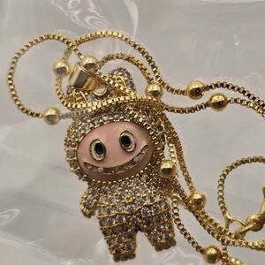 Gold Chain Labubu Necklace Pendant